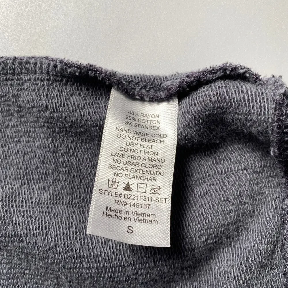 Double Zero Charcoal Cap Sleeve Knit Top Small Stretch Banded Hem - Picture 6 of 8